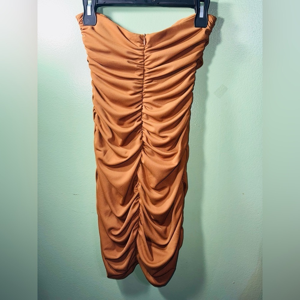 Zara Tan Ruched Pencil Skirt - Picture 3 of 3